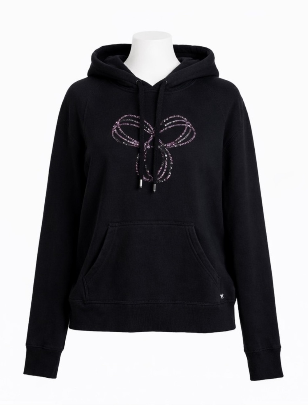 Size M Aritzia TNA Women’s Baltic Hoodie Black Sequin Logo Pullover Sweater